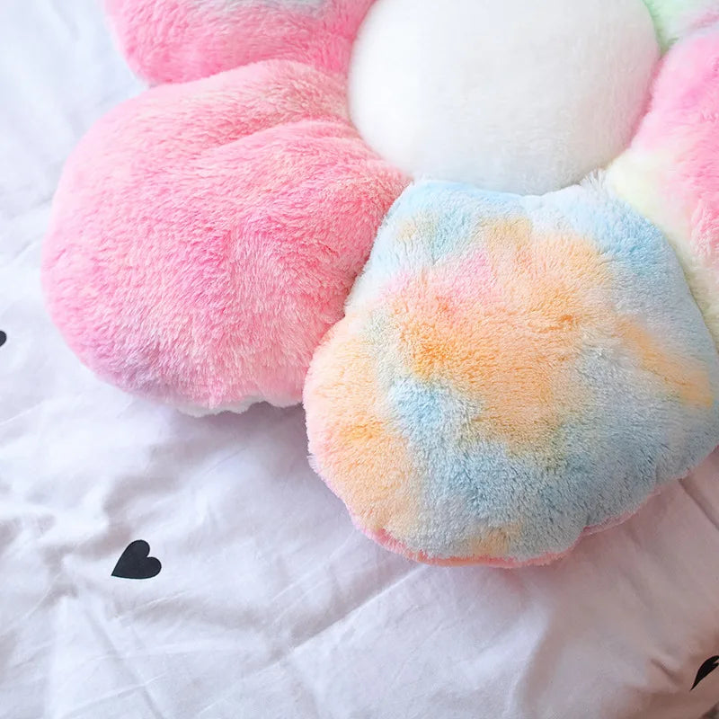 Pastel-colored cloud-shaped Kawaii pillow on a white background