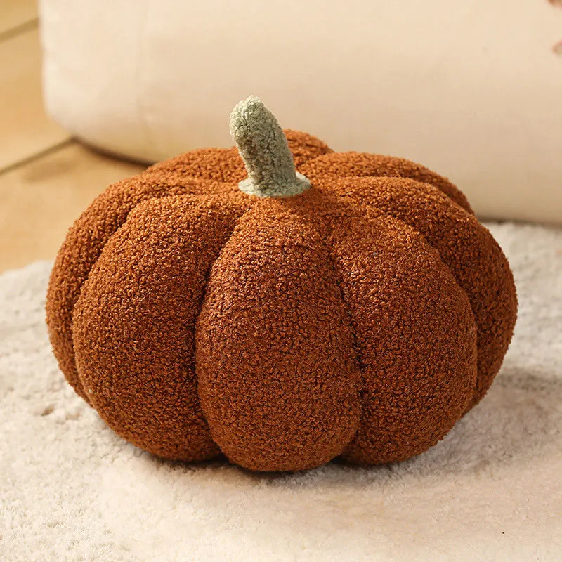 Textured brown kawaii pumpkin on a neutral background