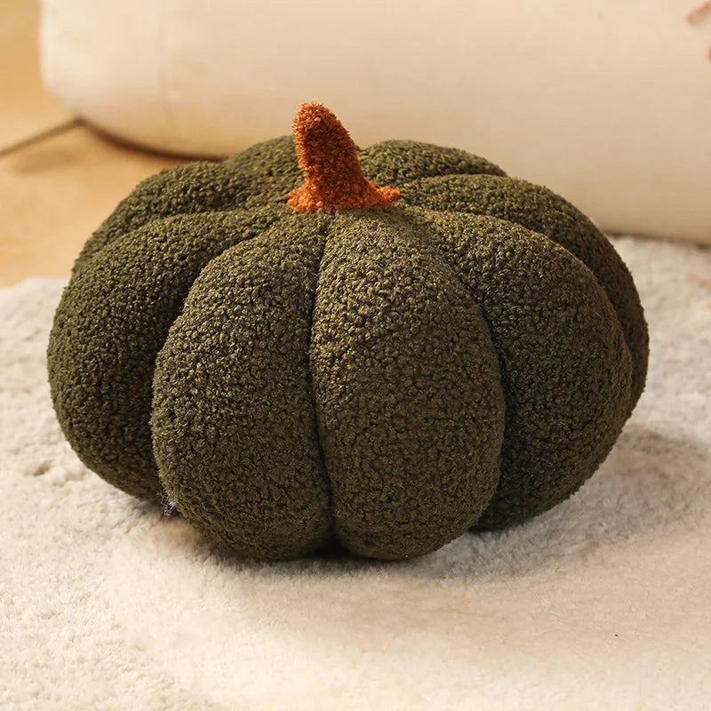 Green textured kawaii pumpkin on a light surface