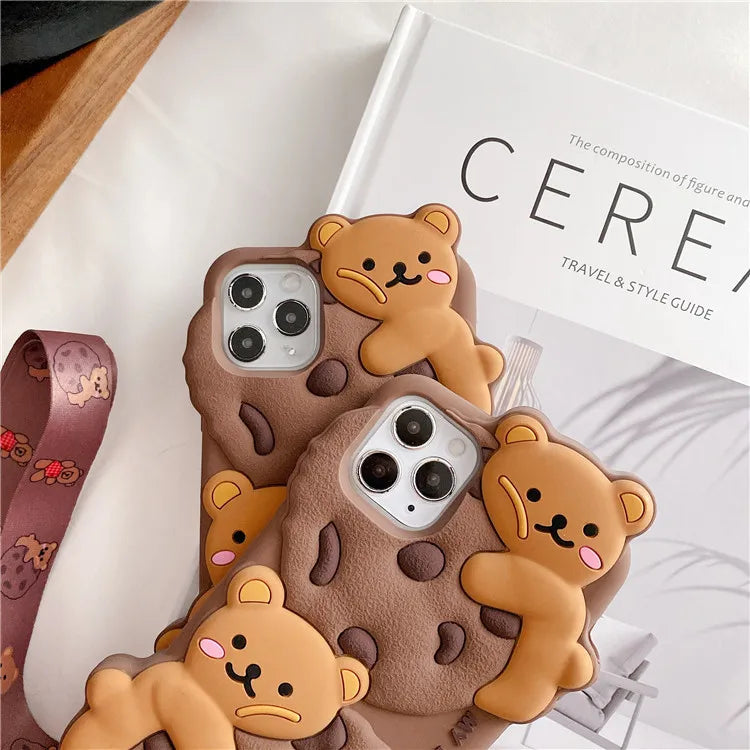 Phone cases with kawaii bear designs on a magazine