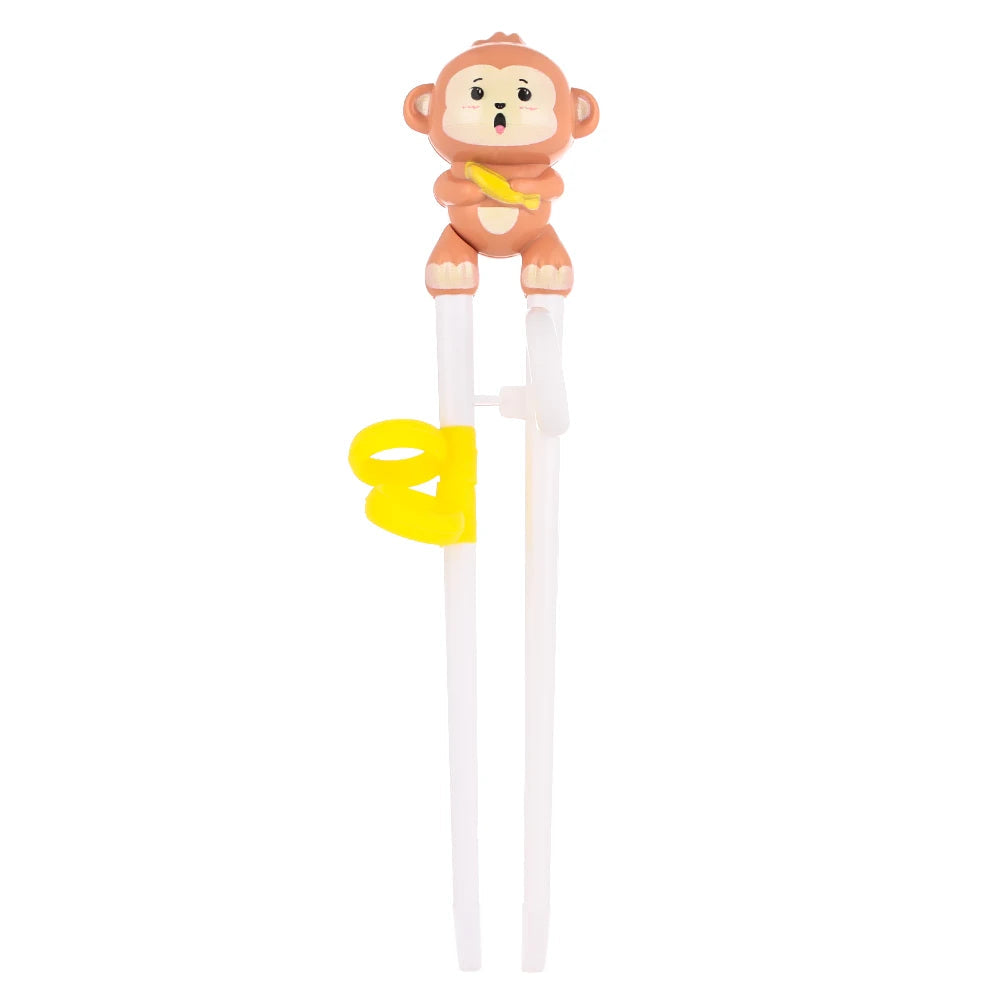 Chopsticks with a kawaii monkey holder on a white background
