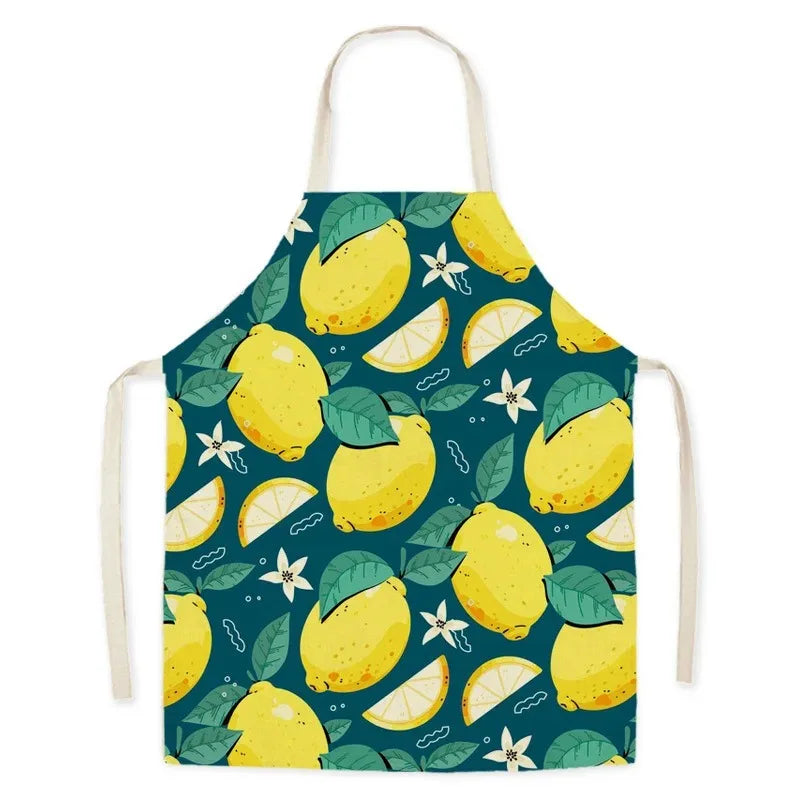 Apron with lemon Kawaii pattern on a white background