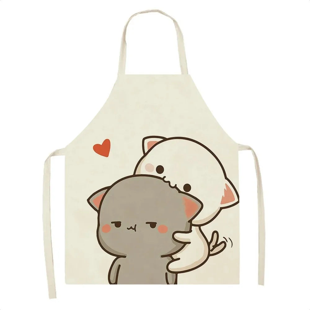Apron with Kawaii cartoon cats design on a white background