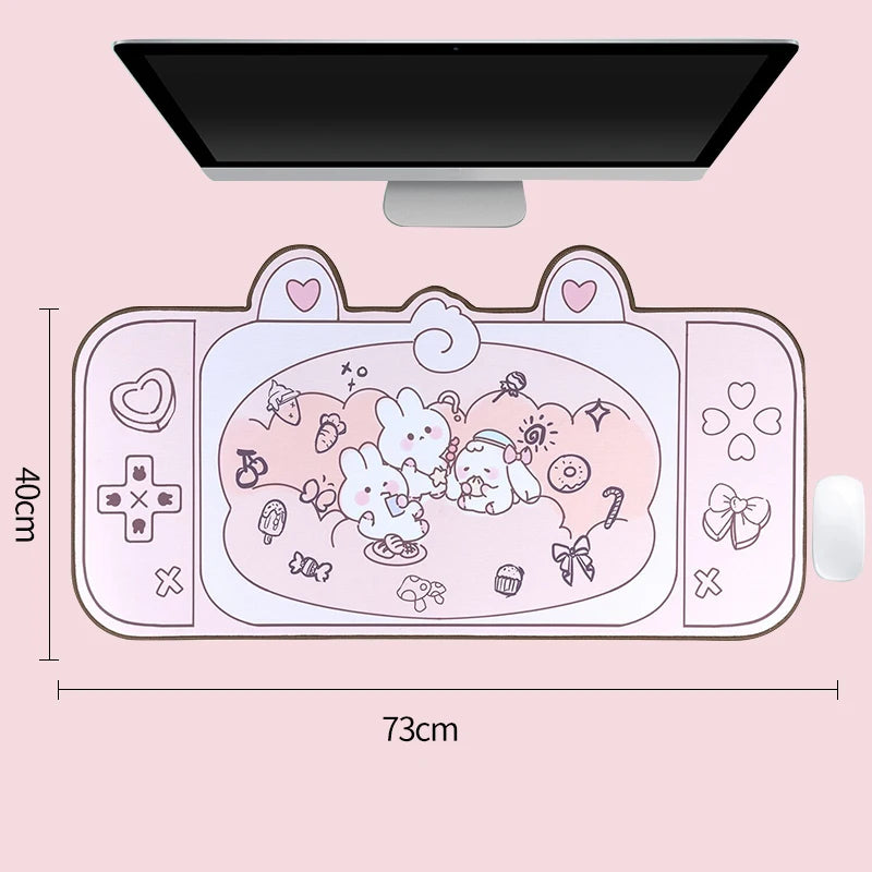Kawaii cartoon-themed car sunshade with dimensions on a pink background