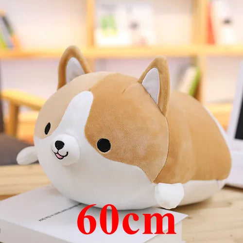 Plush dog kawaii toy with '60cm' text on a blurred background