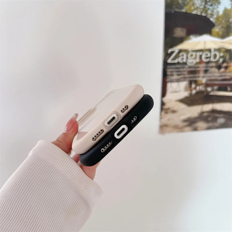 Kawaii phone case held by a hand with a blurred background