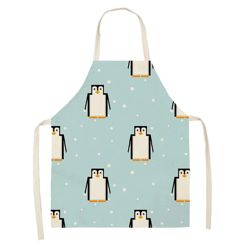 Apron with penguin Kawaii pattern on a light blue background