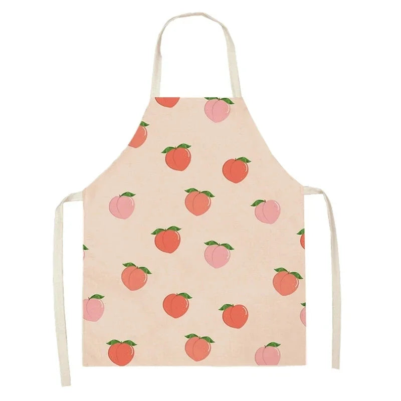 Apron with peach Kawaii pattern on a beige background