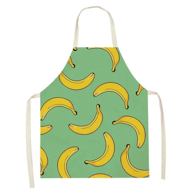 Apron with banana Kawaii pattern on a green background