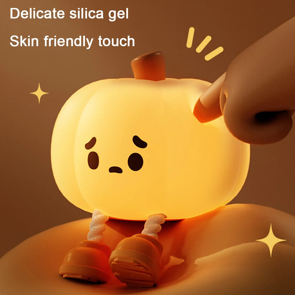 Cute kawaii plush toy with a glowing face, resembling a cartoon character, on a brown background.