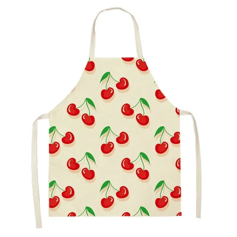 Apron with cherry Kawaii pattern on a white background