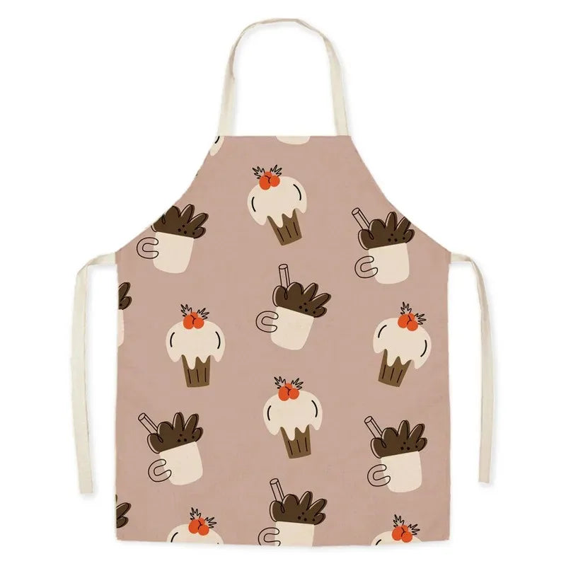 Apron with cupcake Kawaii pattern on a beige background