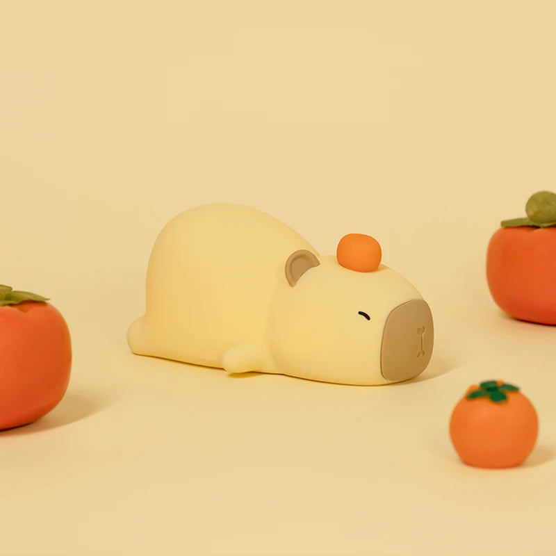 Toy kawaii bear with small trees on a beige background