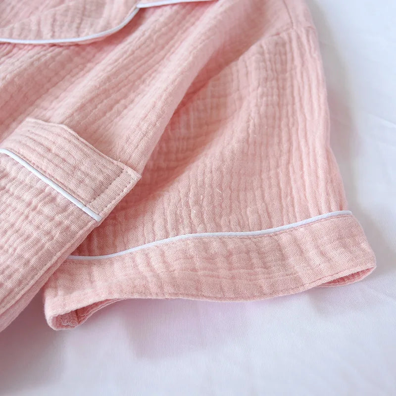 Pink kawaii textured fabric with white piping on a white background