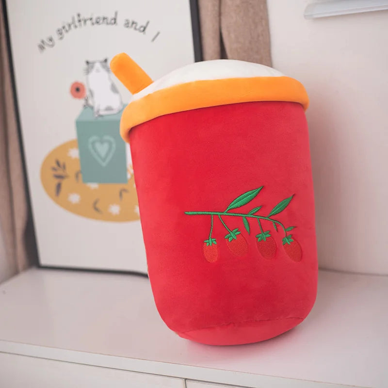 Red kawaii boba tea plush toy