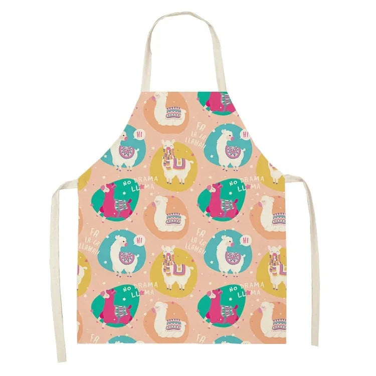 Children's apron with llama Kawaii pattern on a white background