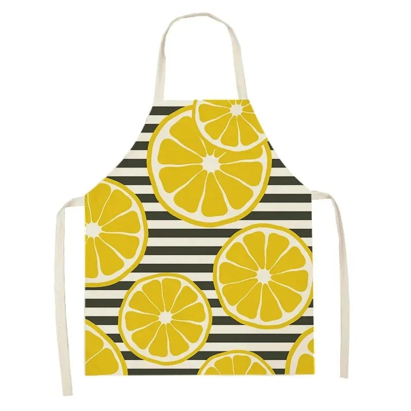 Apron with lemon slice and striped Kawaii pattern on a white background