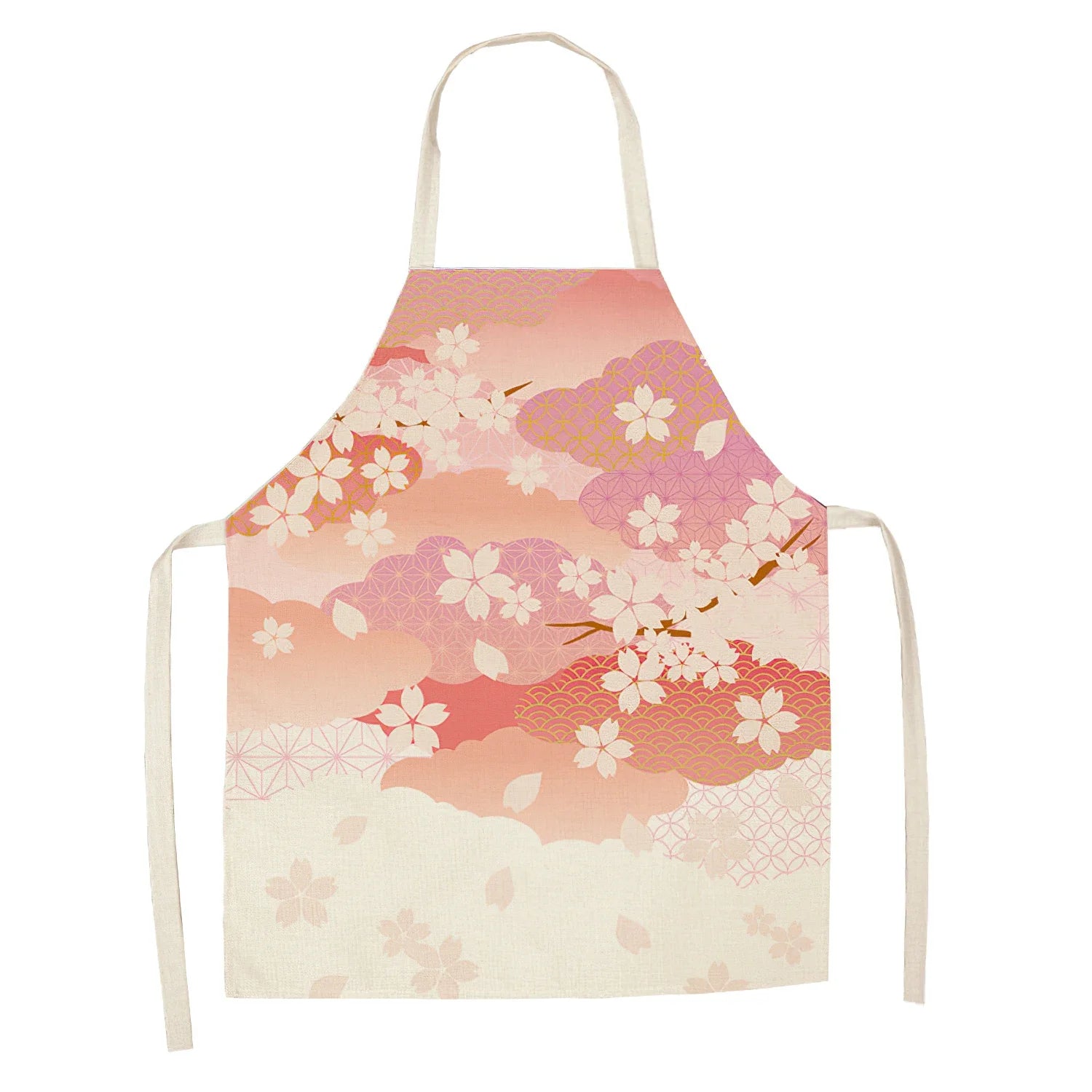 Apron with cherry blossom Kawaii design on a white background