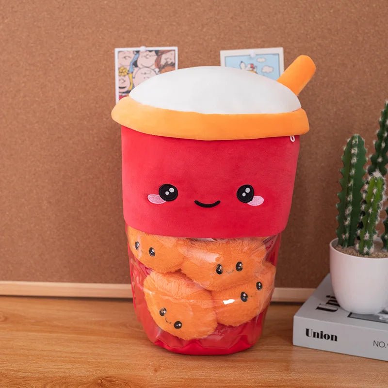 Red kawaii boba tea plush toy
