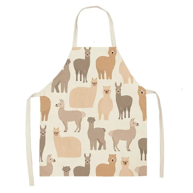 Apron with alpaca Kawaii pattern on a white background