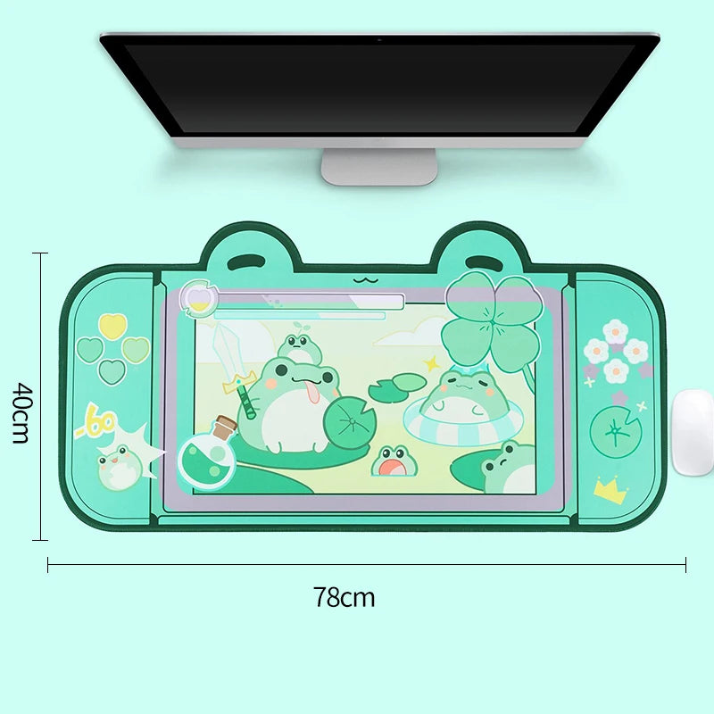 Children's toy screen with Kawaii cartoon frog design, dimensions indicated, on a light green background.
