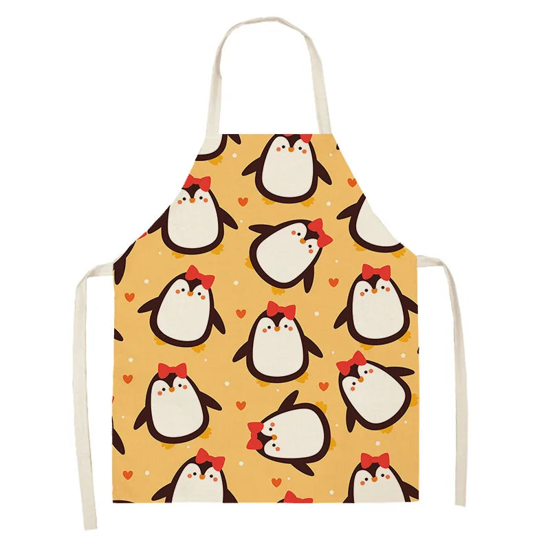 Kawaii apron with penguin Kawaii pattern on a yellow background