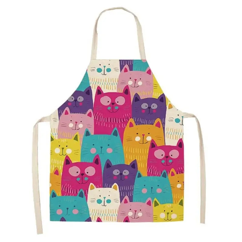 Colorful apron with cat Kawaii pattern on a white background