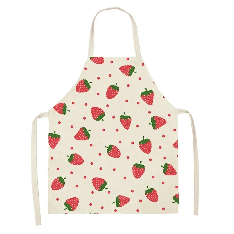 Apron with strawberry Kawaii pattern on a white background