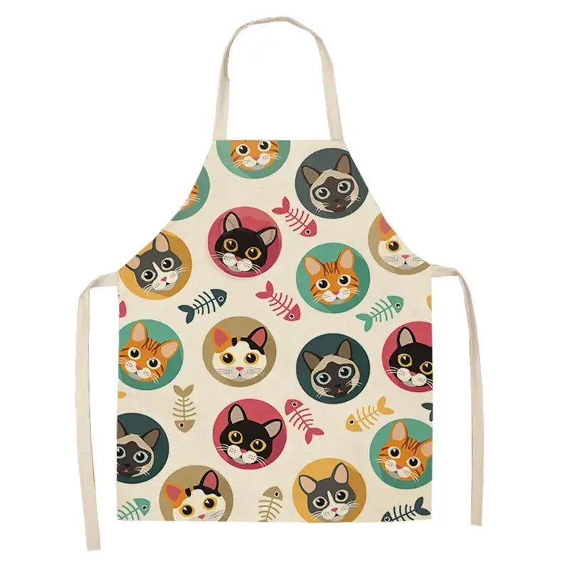 Children's apron with cat Kawaii pattern on a white background
