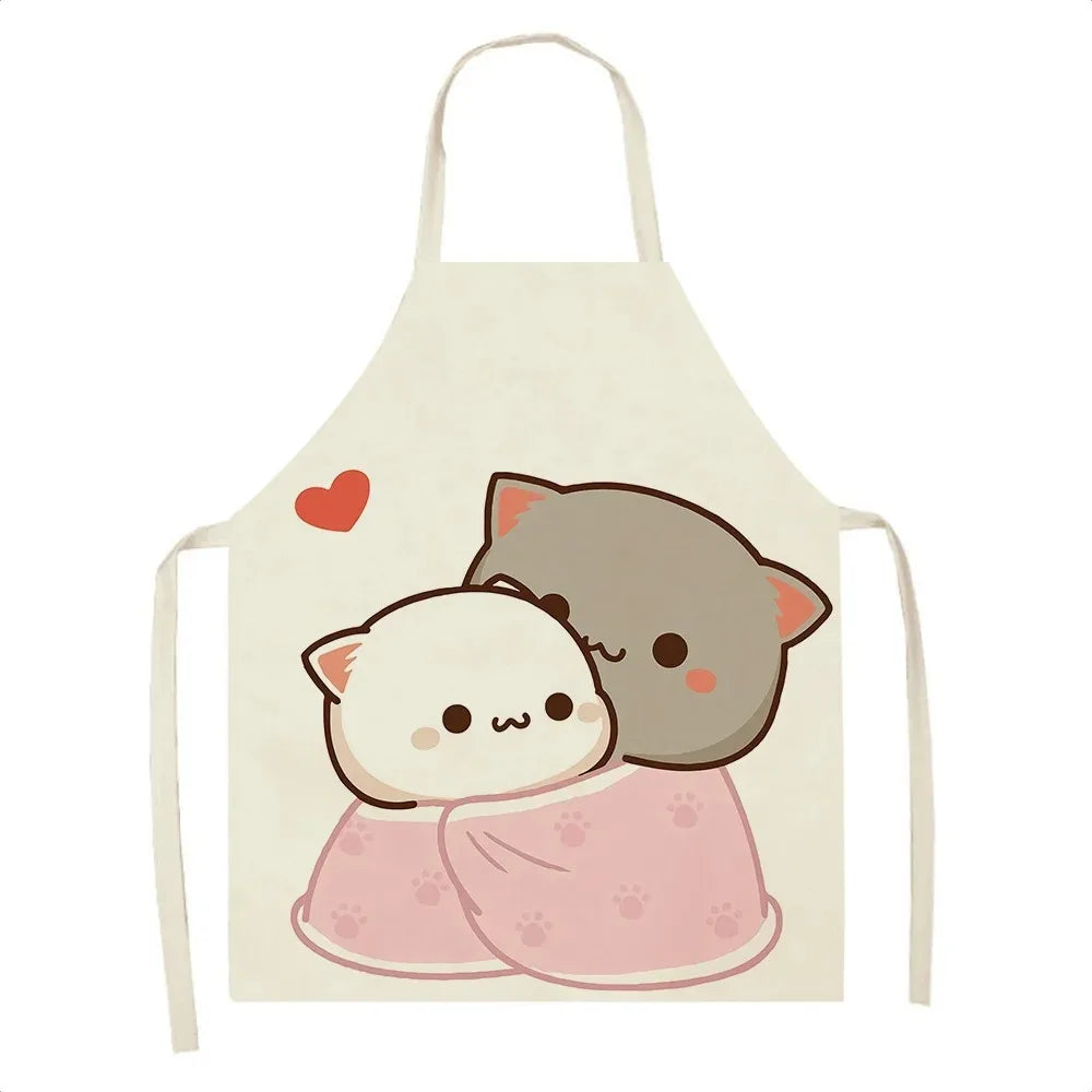 Apron with Kawaii cartoon cats design on a white background