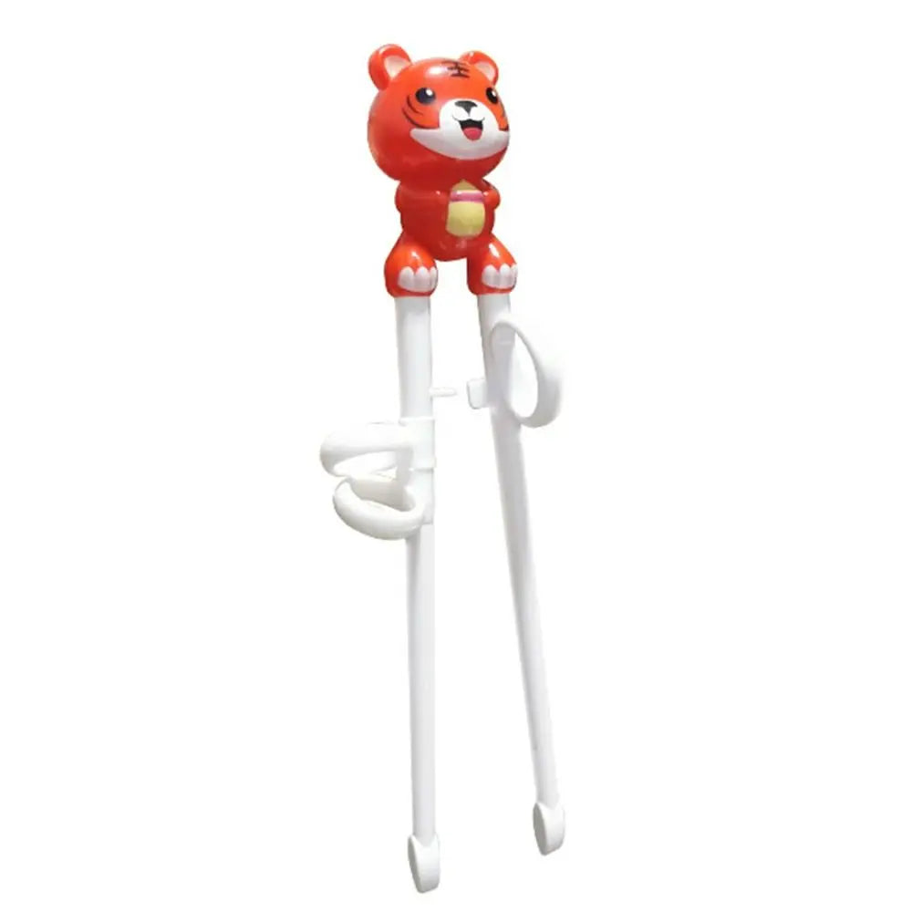 Spoon and fork set with a kawaii cartoon character handle on a white background