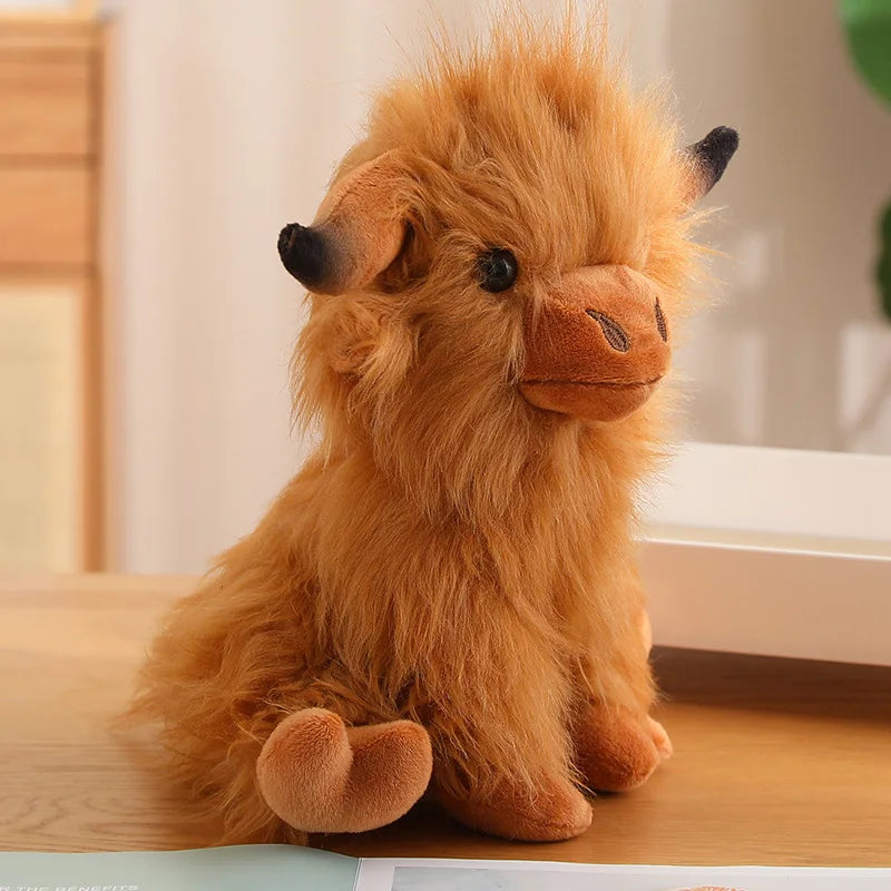 Kawaii plush toy lion on a wooden surface with a blurred background