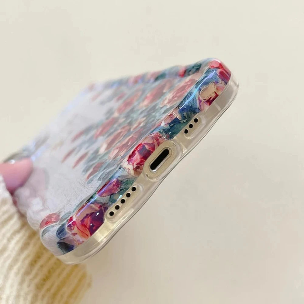 Floral kawaii patterned phone case on a light background