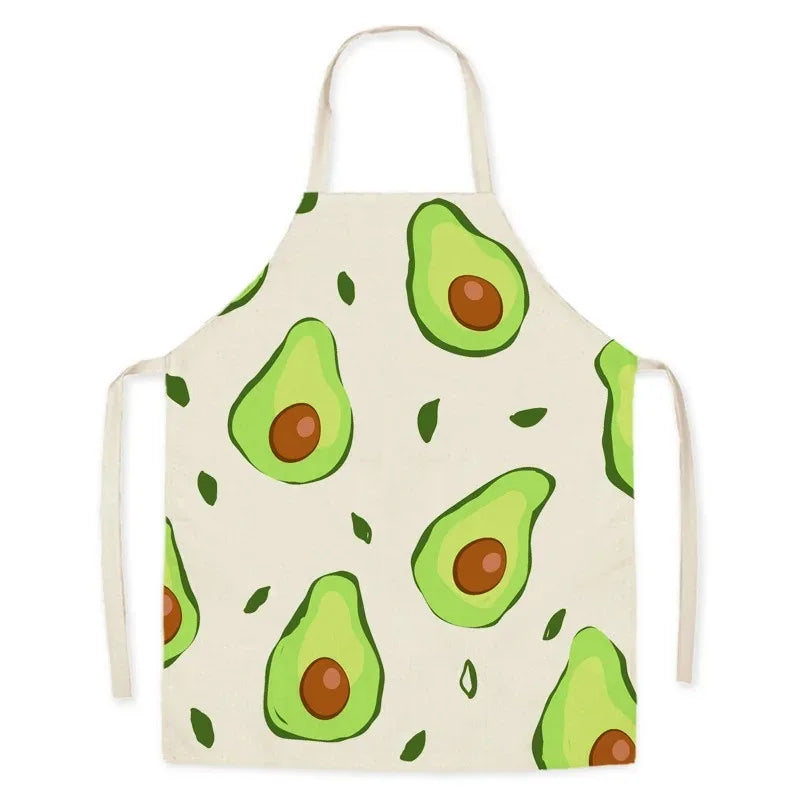 Apron with avocado Kawaii pattern on a white background
