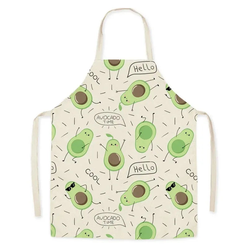 Children's apron with avocado Kawaii pattern on a white background