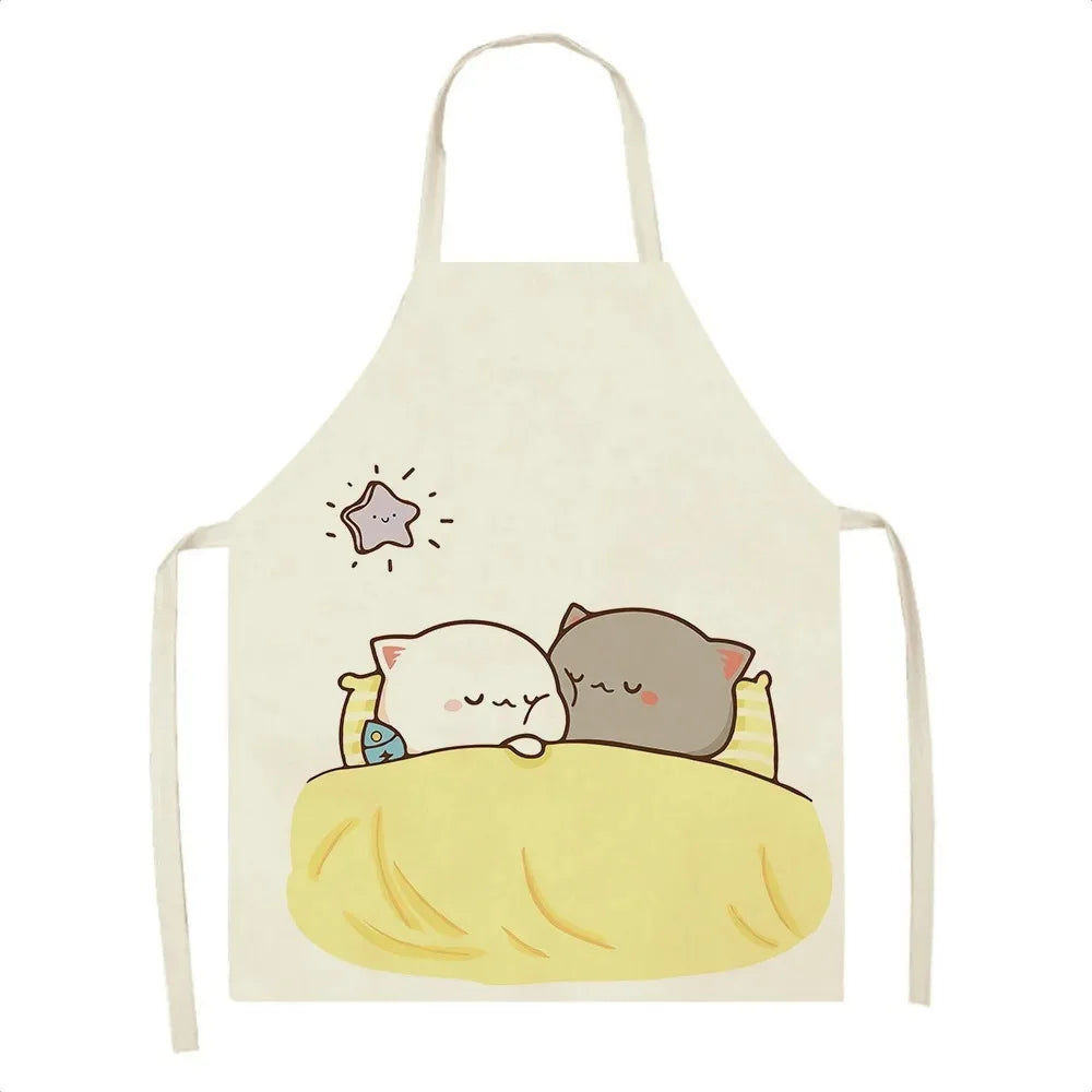 Apron with Kawaii cartoon cats design on a white background