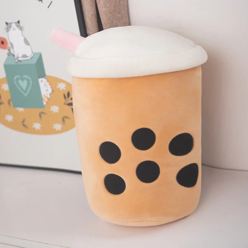 Brown kawaii boba tea plush toy