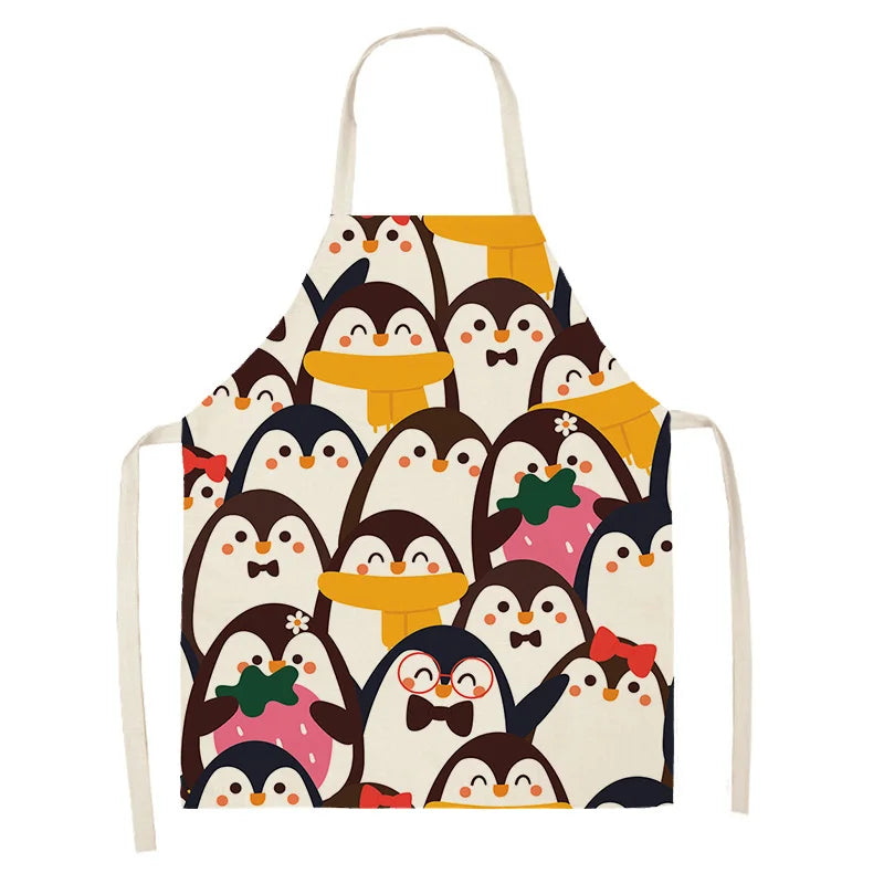Kawaii apron with penguin design on a white background