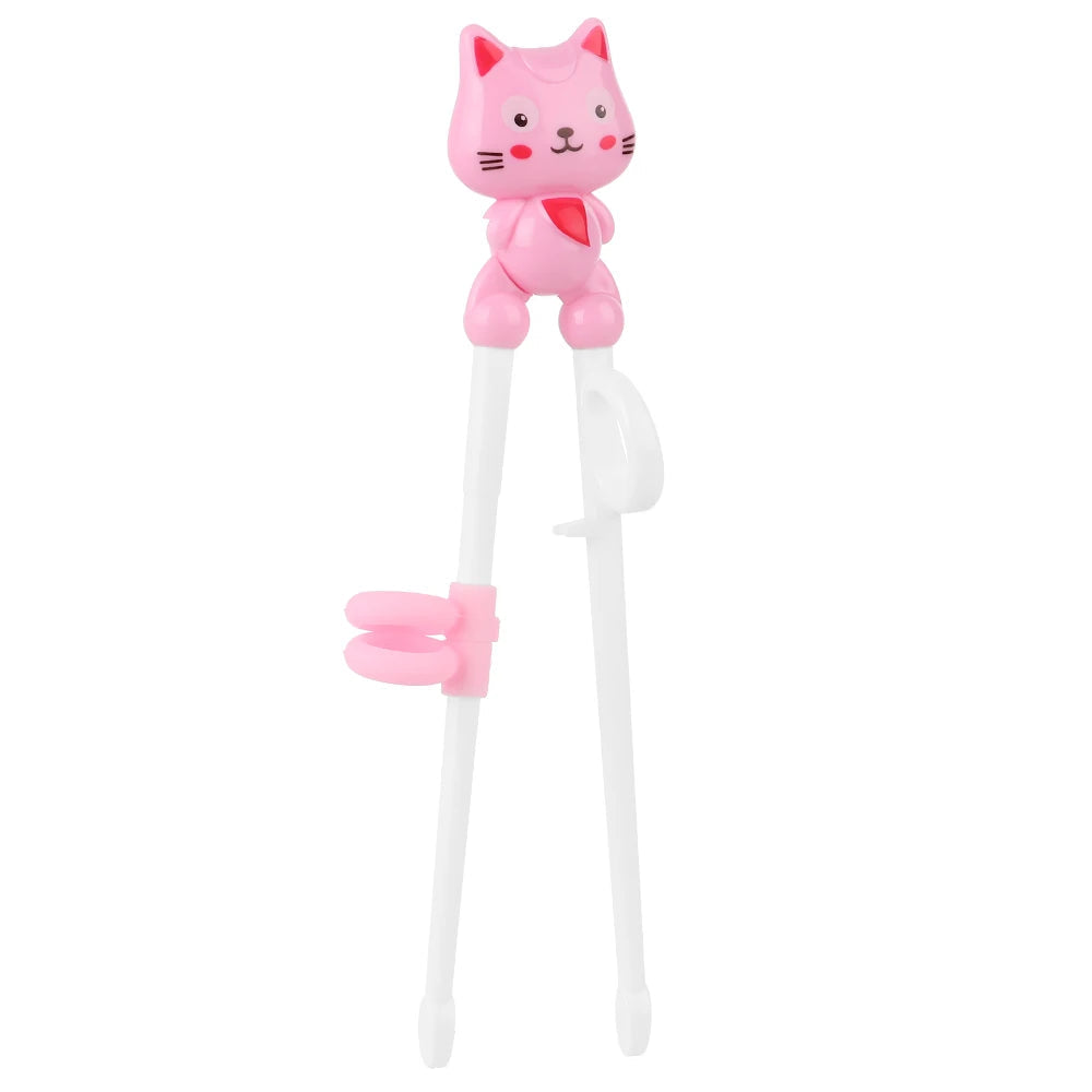 Pink kawaii cat-shaped chopstick holder on a white background