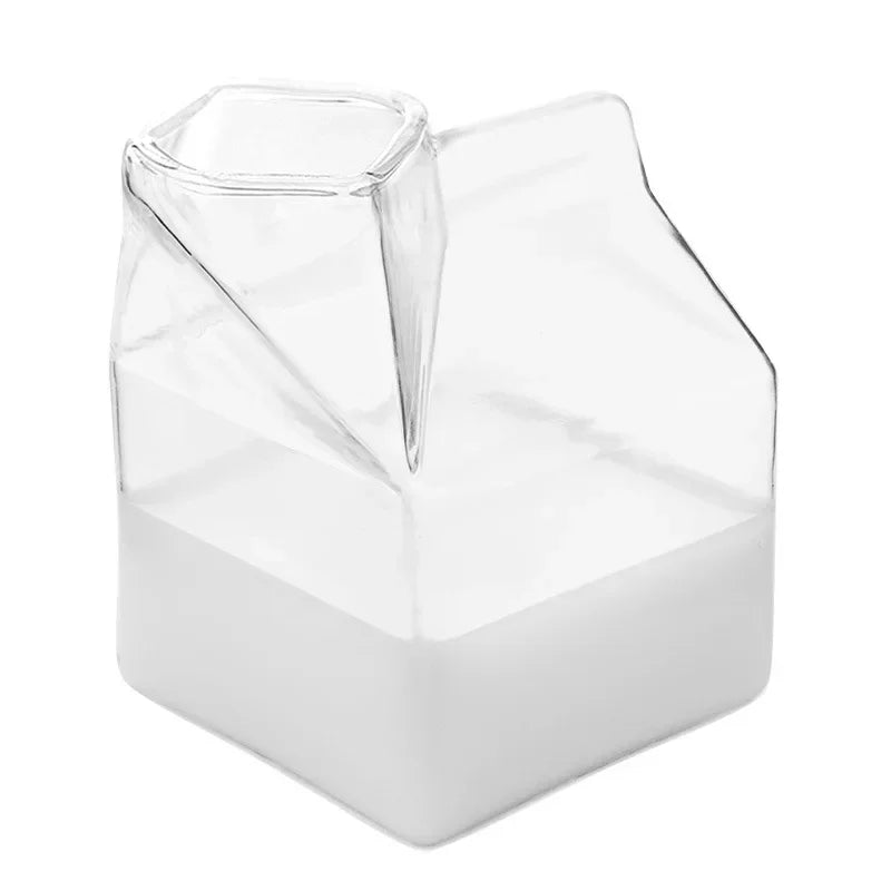 Clear glass vase with geometric Kawaii design on a white background