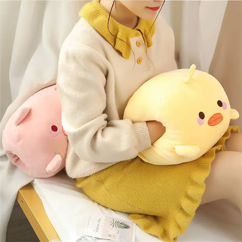 Person holding a yellow kawaii plush toy with a neutral background