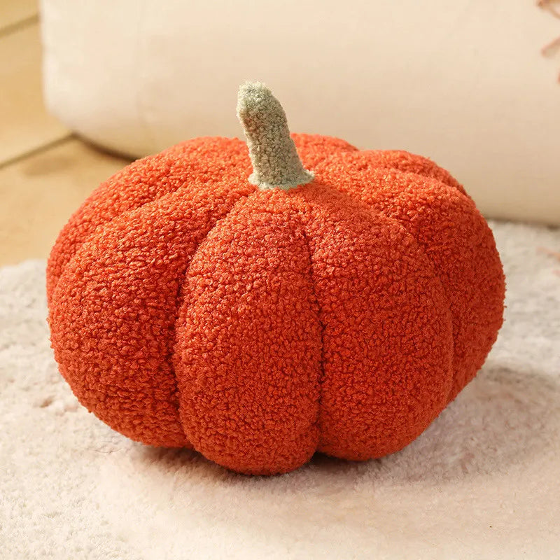 Textured orange kawaii pumpkin on a neutral background